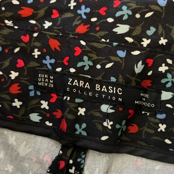 ZARA BASiC Floral Paperbag Belted Ankle Pants - Picture 4 of 10